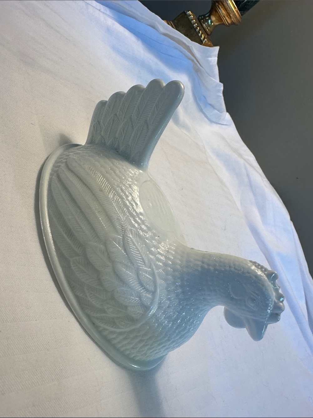 Glass milk Hen Covered Dish Decorative Serving Piece only top
